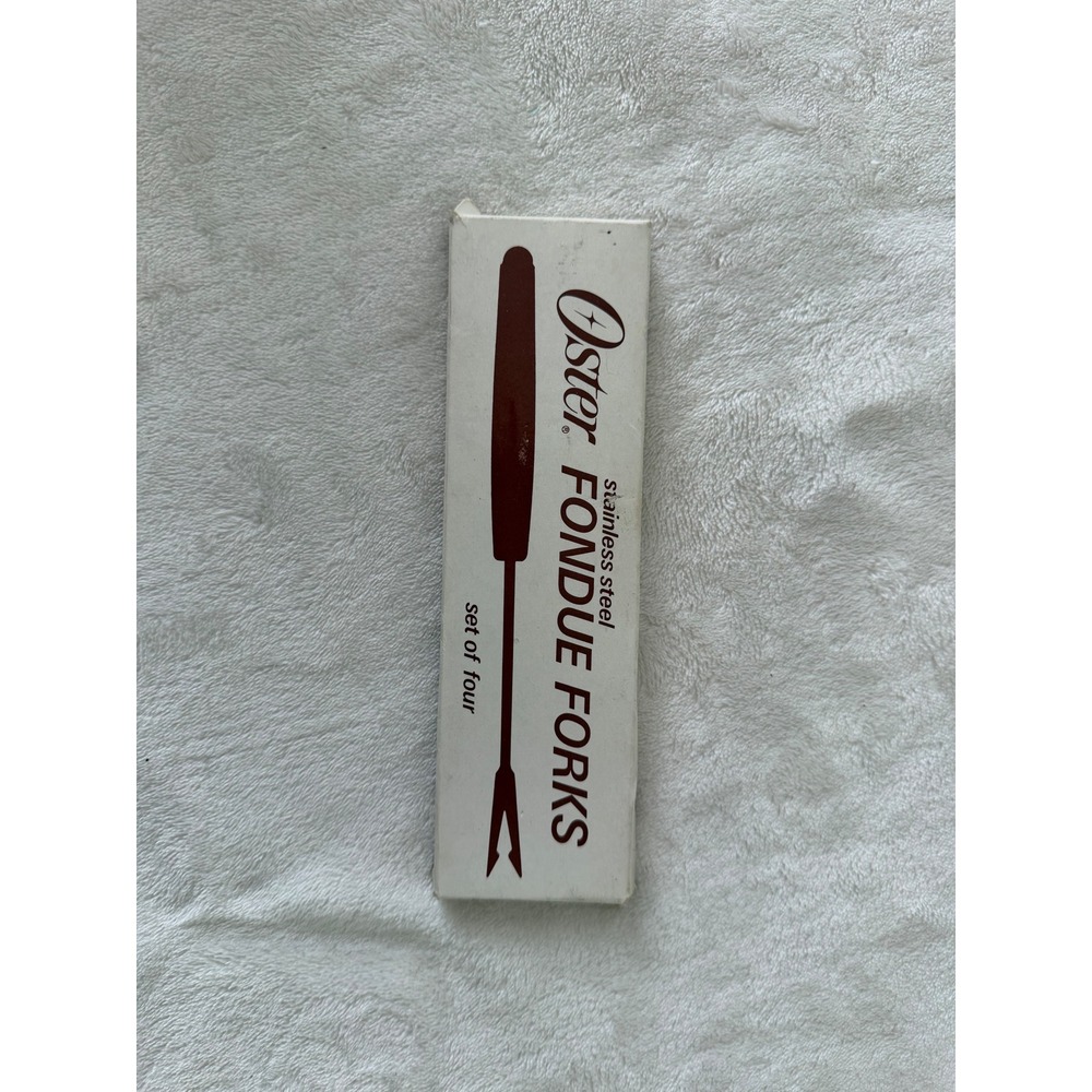 Vintage Oster Stainless Steel Fondue Forks Set of 4 Brown Handle Retro Kitchen